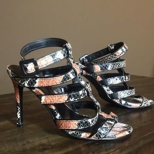 Charles by Charles David size 5.5 leather snake print high heel sandals.